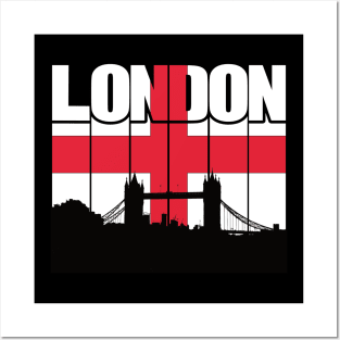 England Flag over London City Posters and Art